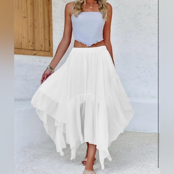 Boho Ruffle Trim Maxi Skirt - Picture 1 of 14